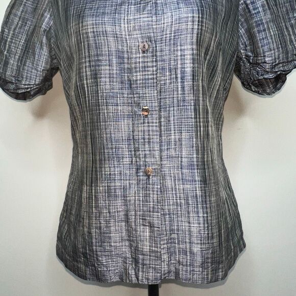 Marianne Kooimans Button Up Puff Sleeve 100% Silk Iridescent Blouse, Women’s 1 - Picture 3 of 14